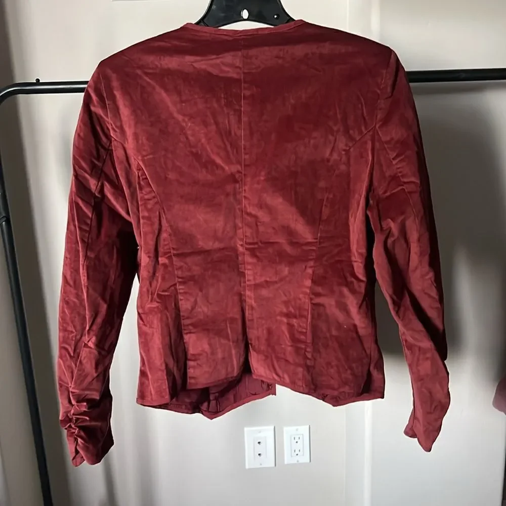 Free People Becky Stretch Velvet Jacket Red L